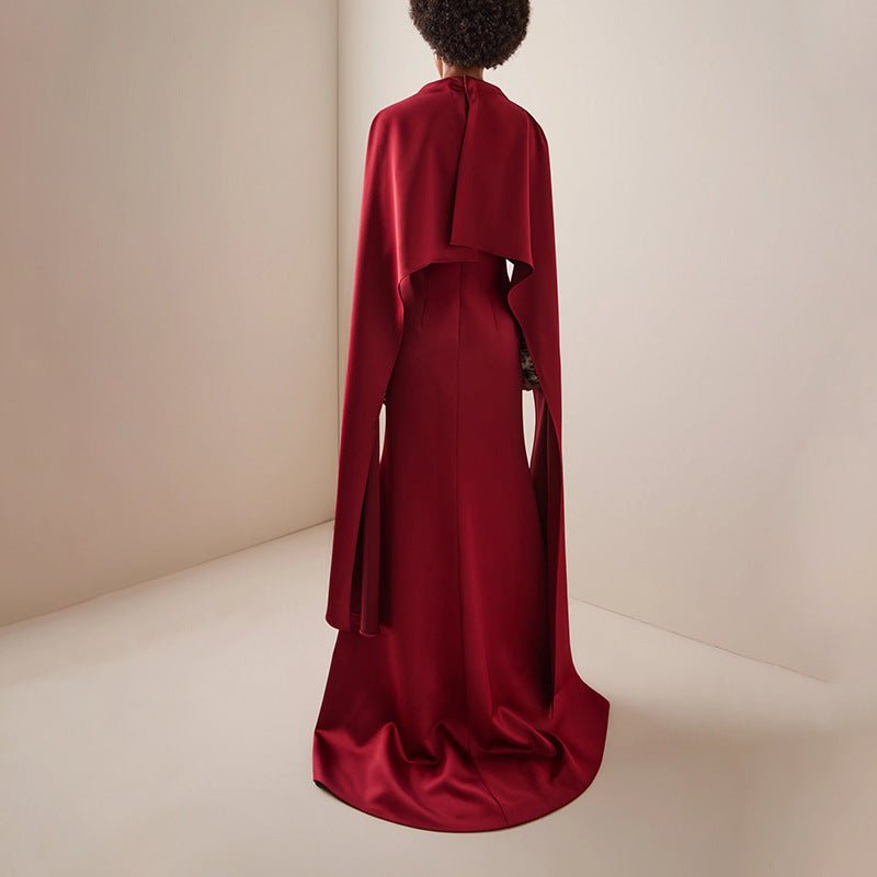 Cape Overlay Dress with Detachable Shawl(MS308) - Mariam's Collection