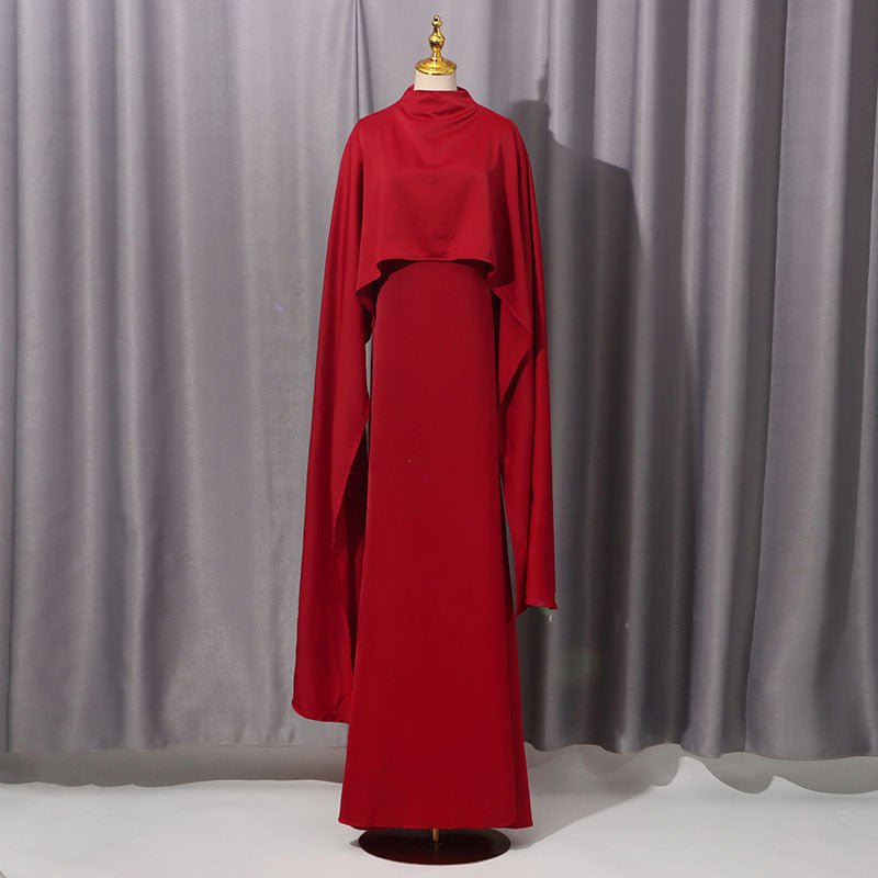 Cape Overlay Dress with Detachable Shawl(MS308) - Mariam's Collection
