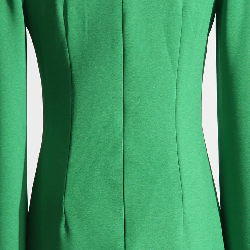 Cape Sleeve Evening Gown | Scalloped Neck Fitted Maxi Dress with Back Slit(MS217) - Mariam's Collection