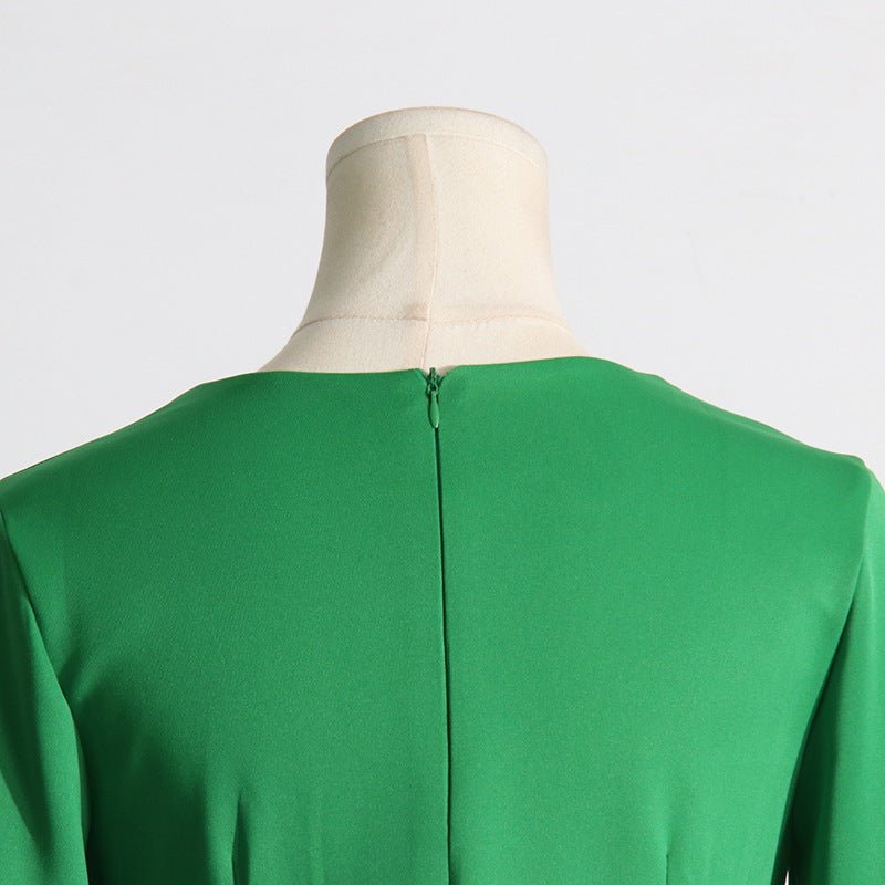 Cape Sleeve Evening Gown | Scalloped Neck Fitted Maxi Dress with Back Slit(MS217) - Mariam's Collection