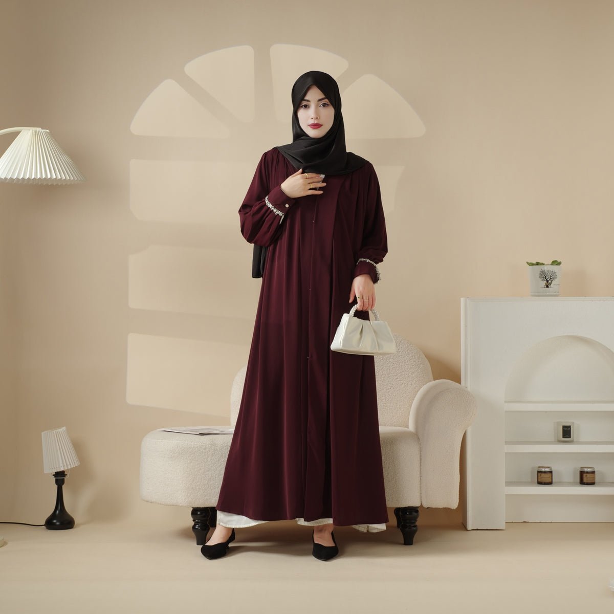 Cardigan Abaya, Western Style Abaya (MOA061) - Mariam's Collection