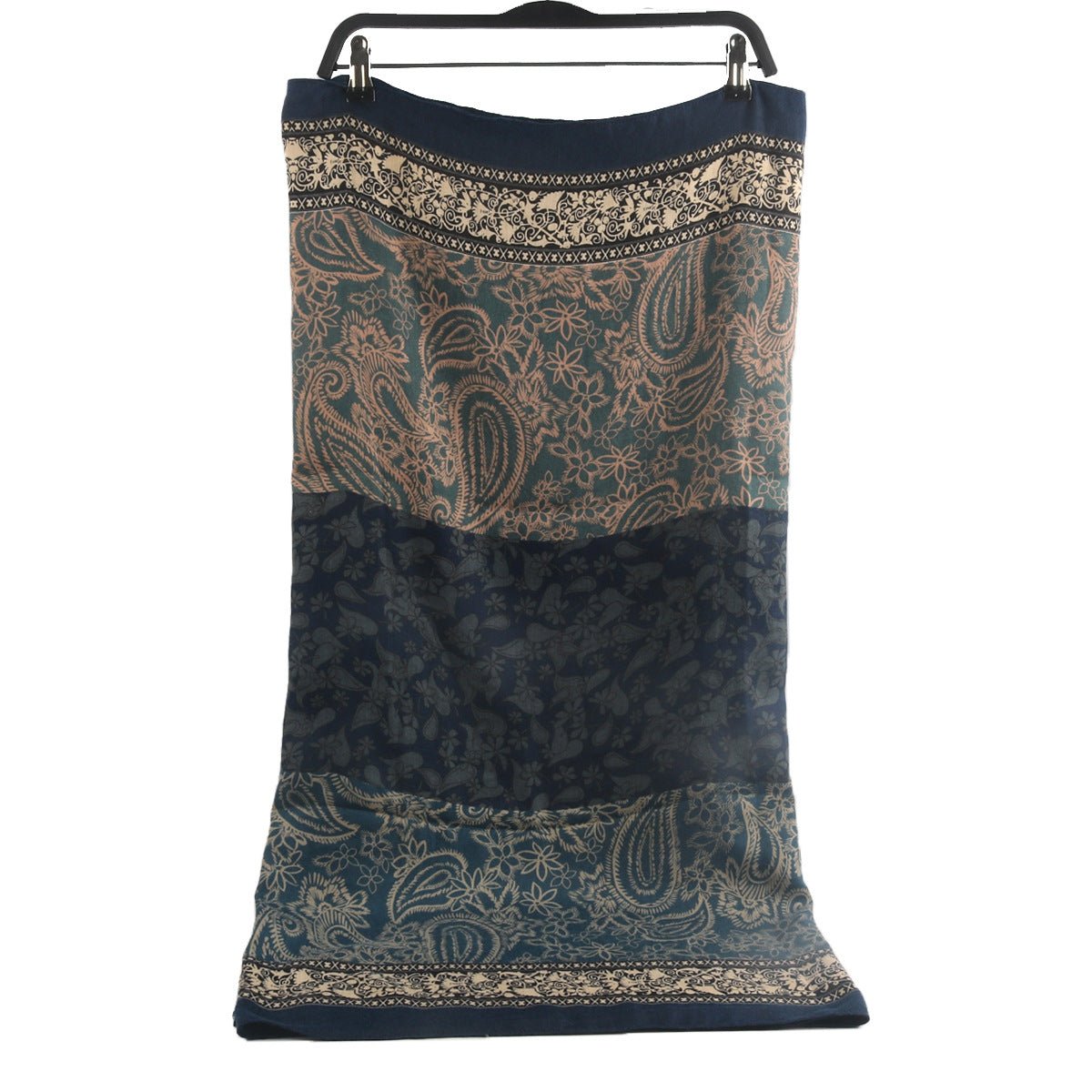 Cashmere - Feel Paisley Print Hijab Scarf | 180x85cm Fringe Edge Shawl with Traditional Motifs(MH150) - Mariam's Collection