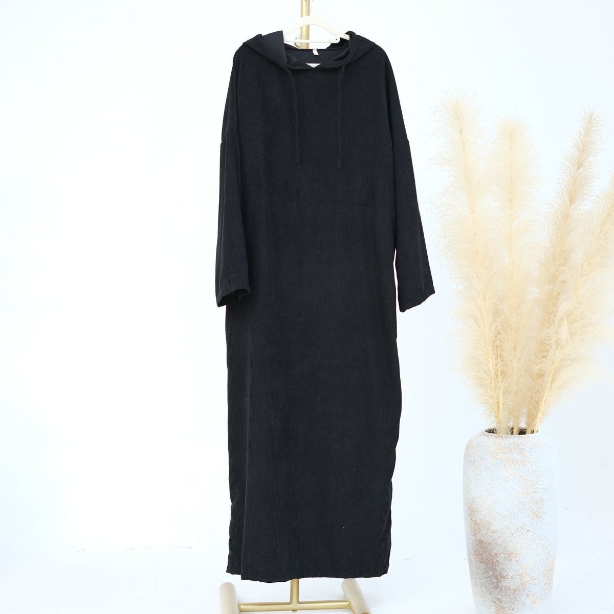 Casual Corduroy Hoodie Abaya (MA110) - Mariam's Collection