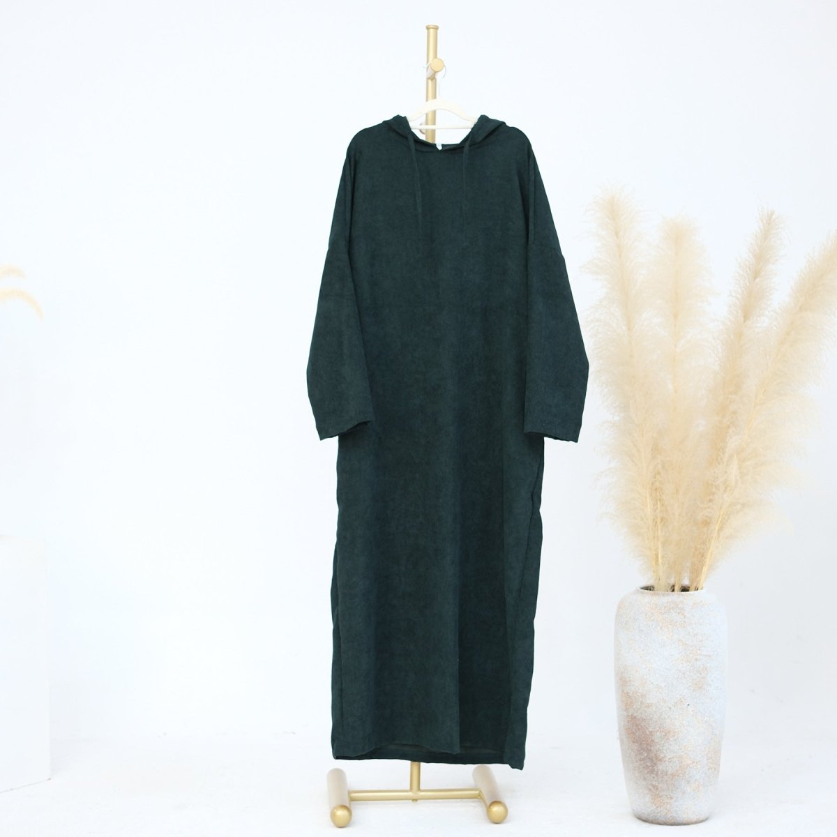 Casual Corduroy Hoodie Abaya (MA110) - Mariam's Collection