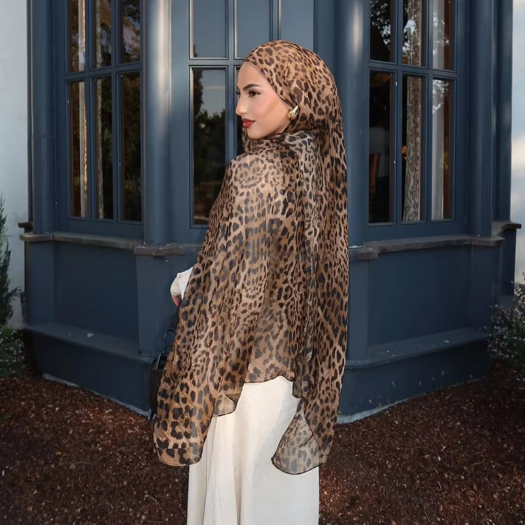 Versatile Leopard Print Fashionable Hijab (MH164)