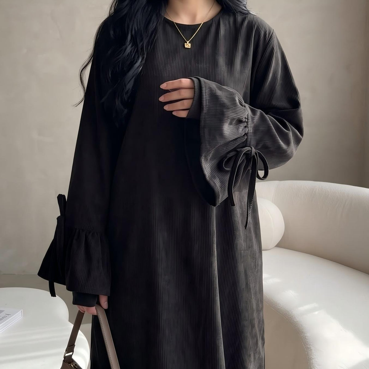 Elegant Solid Colour Maxi Dress(MA471)