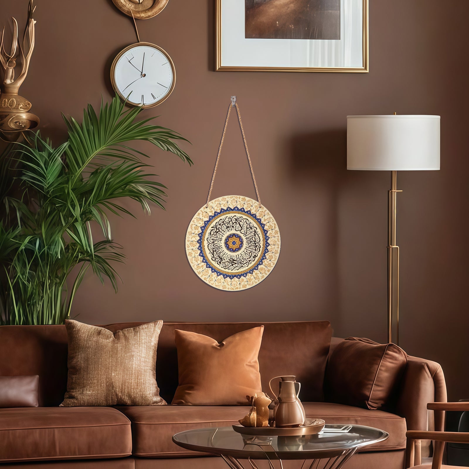 Arabic Calligraphy Art Decor Islamic Wooden Round Wall Hanging