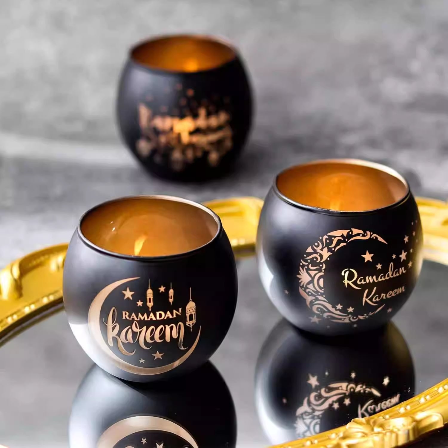 Ramadan Scented Candle Glass Holder Set (MAC391)