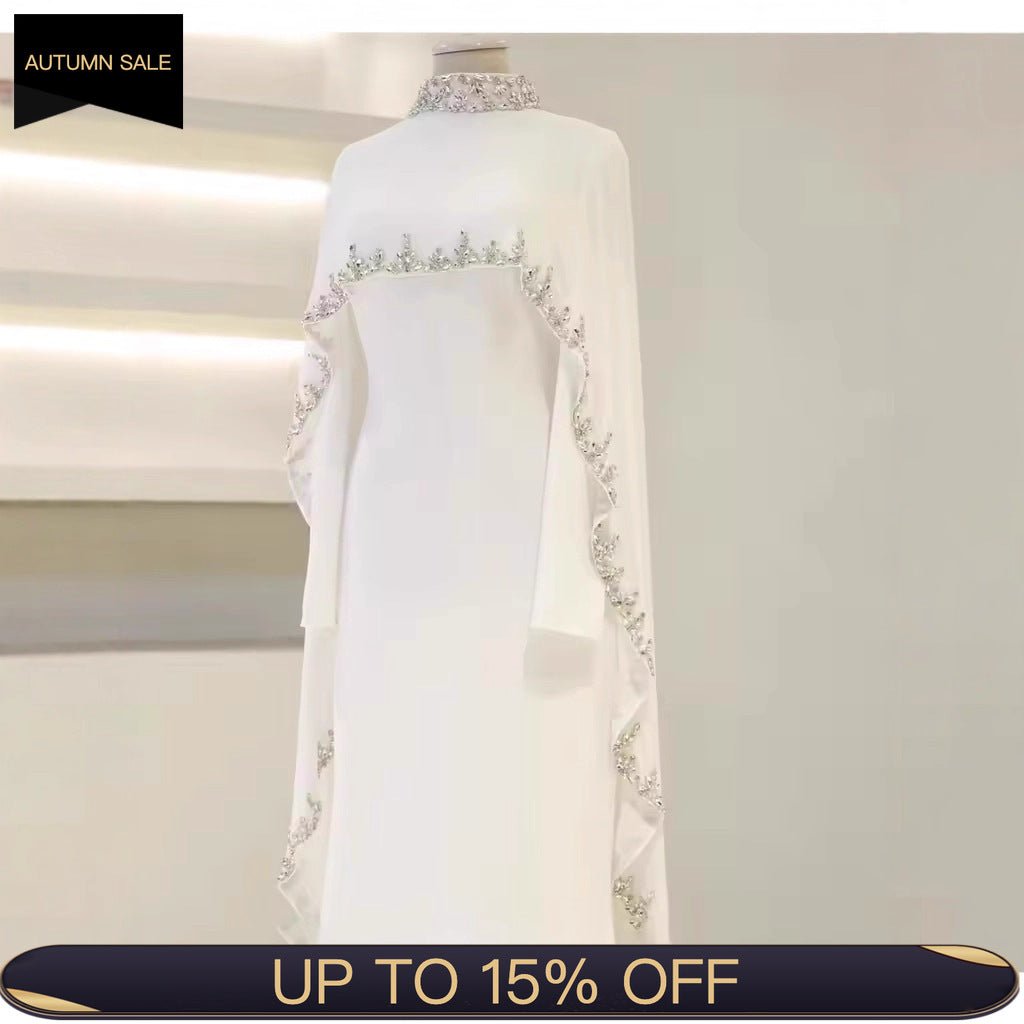 Celestial Radiance Abaya Collection |Modest Luxury Rhinestone Embellished Cape Shawl Dresses Evening Elegance. (MA251) - Mariam's Collection