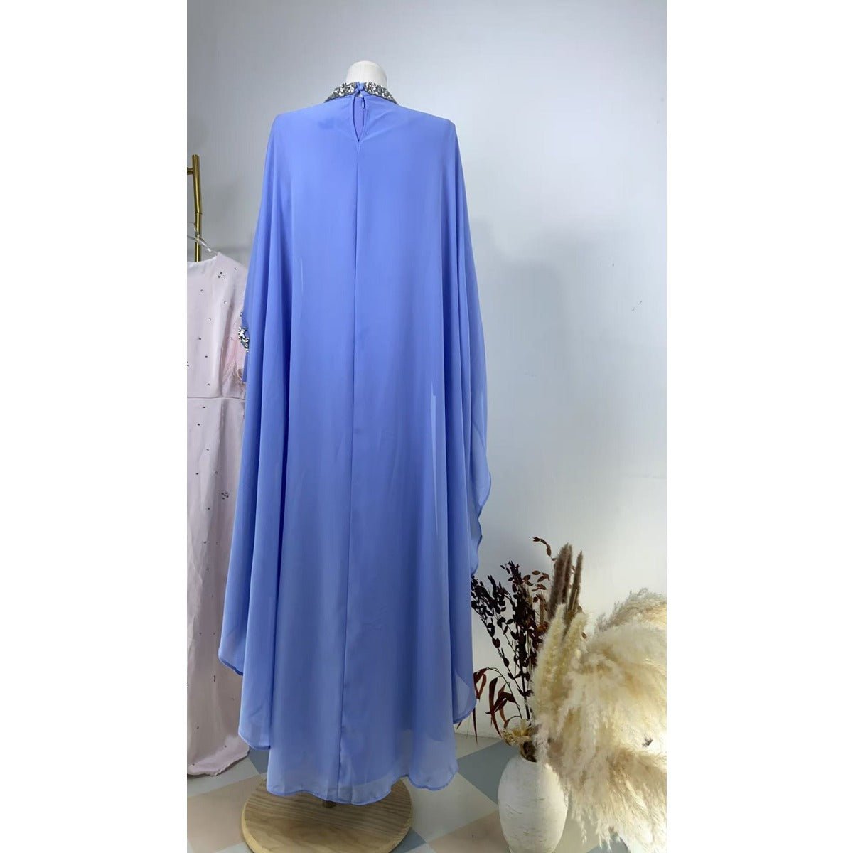 Celestial Radiance Abaya Collection |Modest Luxury Rhinestone Embellished Cape Shawl Dresses Evening Elegance. (MA251) - Mariam's Collection