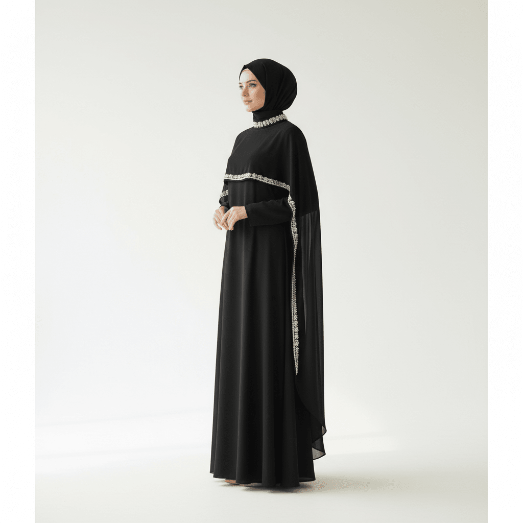 Celestial Rhinestone Cape Abaya | Luxury 2 - Piece Set(MA344) - Mariam's Collection
