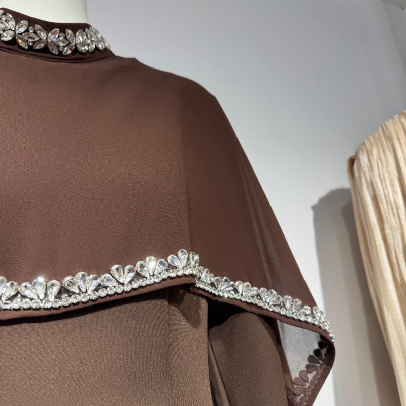 Celestial Rhinestone Cape Abaya | Luxury 2 - Piece Set(MA344) - Mariam's Collection