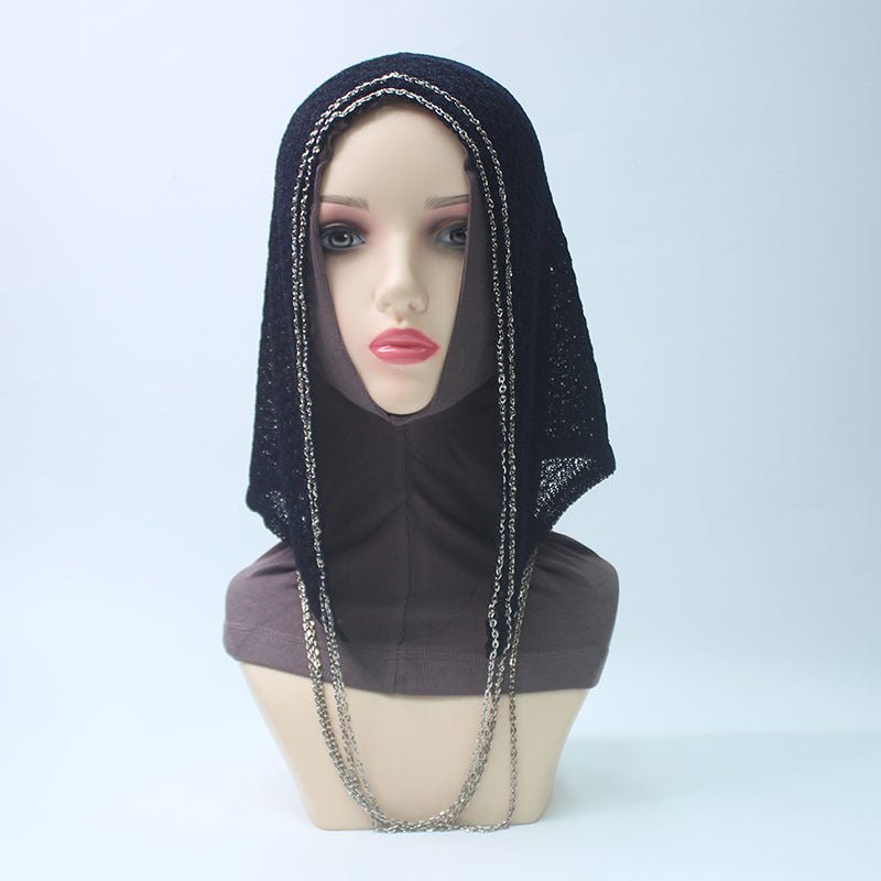 Chain Trim Hijab Cap | Sparkle Knit Balaclava with Chains(MAC375) - Mariam's Collection