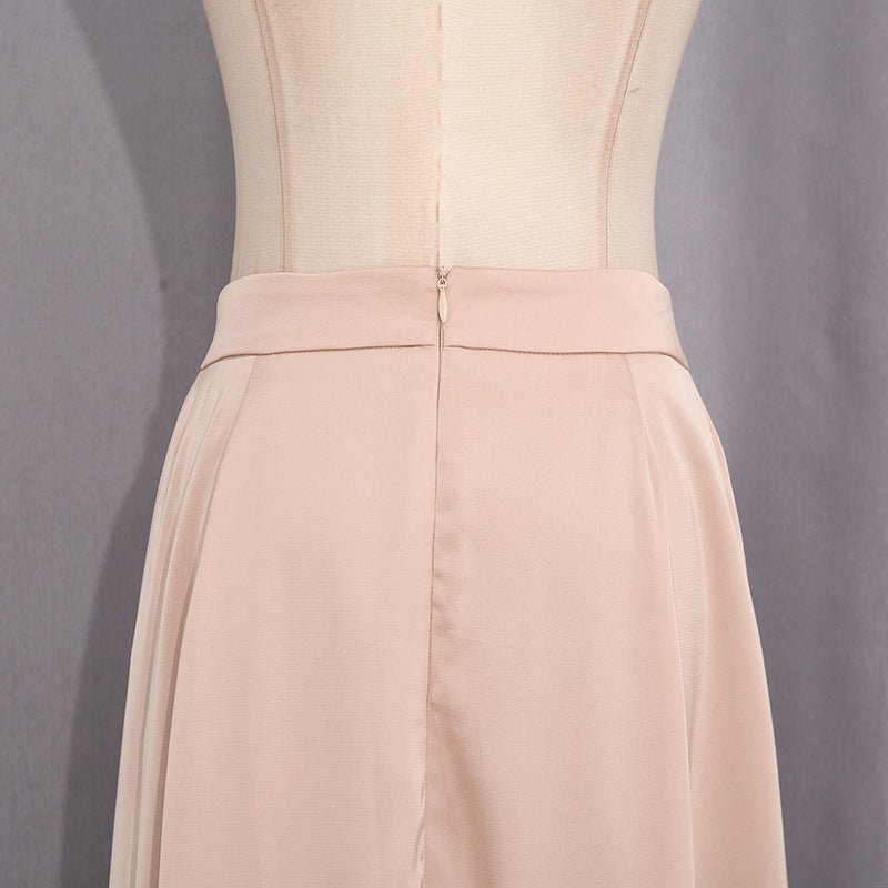 Champagne Satin Cape & Skirt Set(MS314) - Mariam's Collection