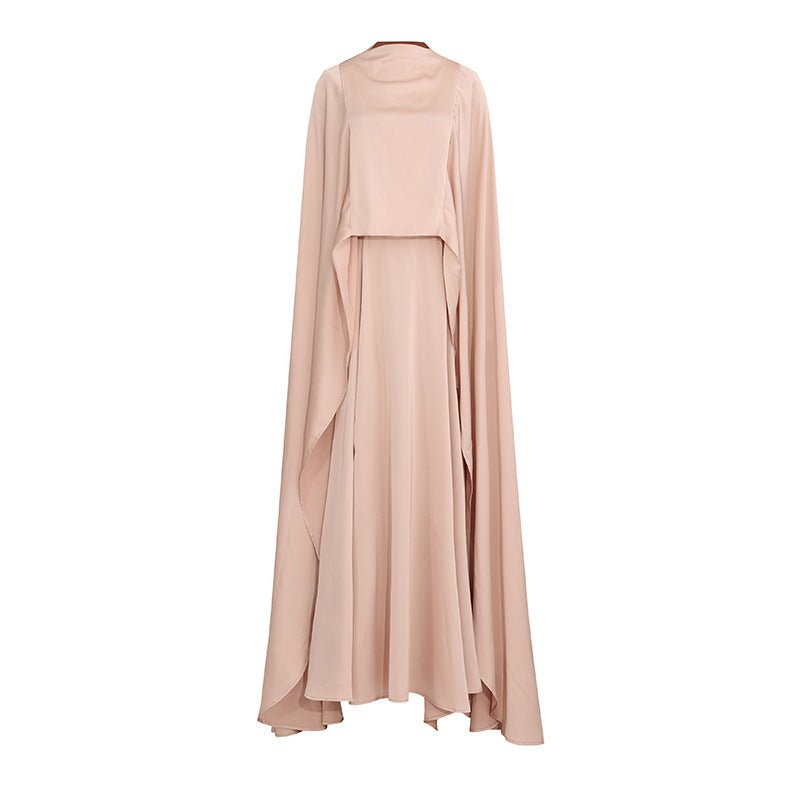 Champagne Satin Cape & Skirt Set(MS314) - Mariam's Collection