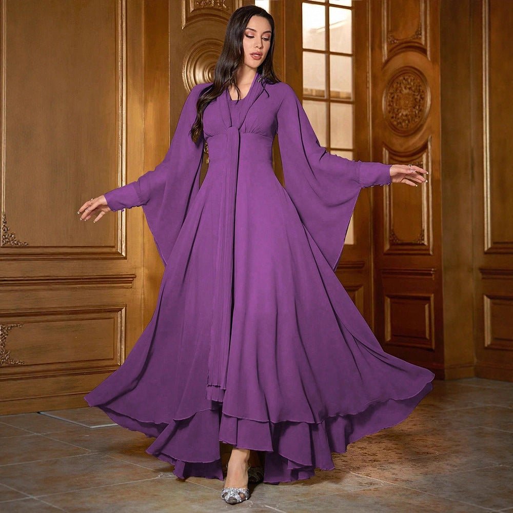 Chiffon Asymmetric Tiered Maxi Dress(MS368) - Mariam's Collection