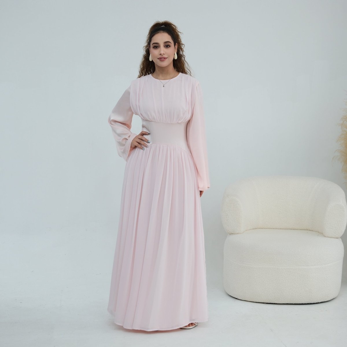 Chiffon Flared Sleeve Maxi Dress(MS498) - Mariam's Collection