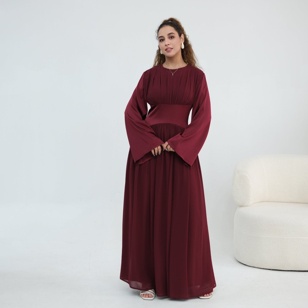 Chiffon Flared Sleeve Maxi Dress(MS498) - Mariam's Collection