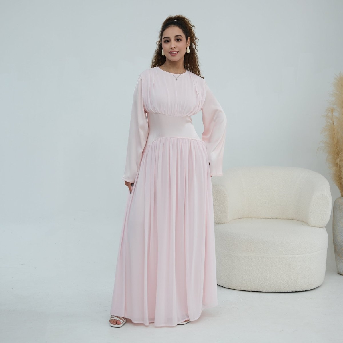 Chiffon Flared Sleeve Maxi Dress(MS498) - Mariam's Collection