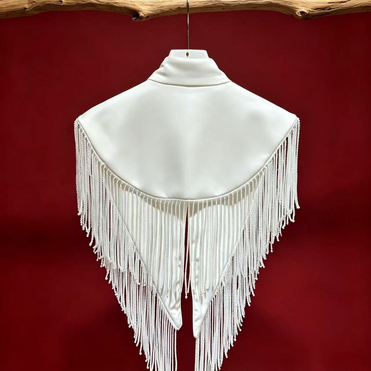 Chinese-Inspired Embroidered Yunjian Shoulder Cape | Beaded Fringe Collar(MAC500) - Mariam's Collection