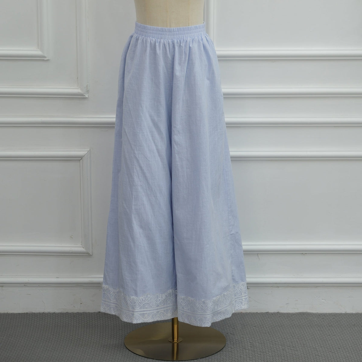 Chinese-Inspired Frog Button Lace Tunic & Wide-Leg Pants Set(MS572) - Mariam's Collection