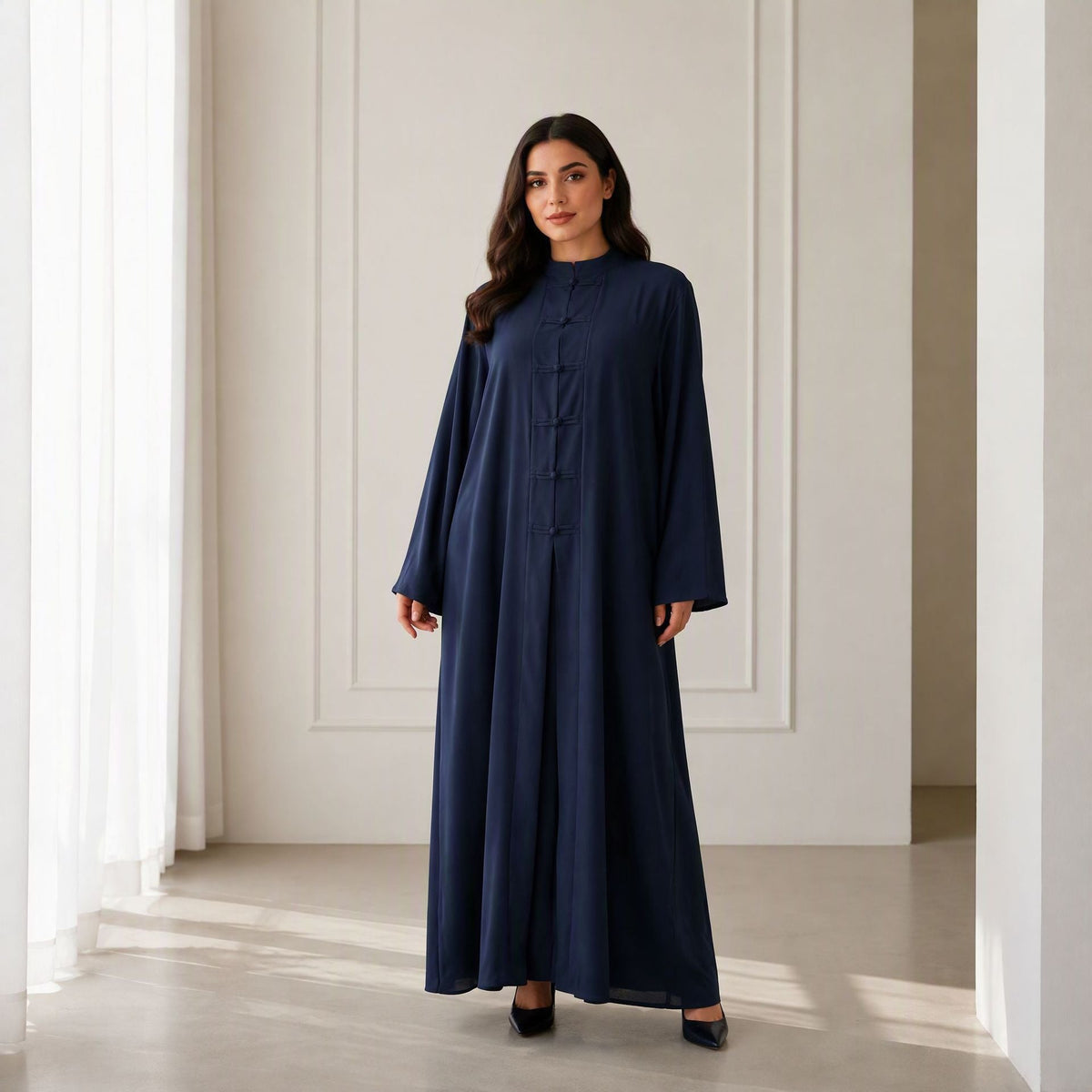 Chinese-Inspired Nida Modest Maxi Dress(MA469) - Mariam's Collection