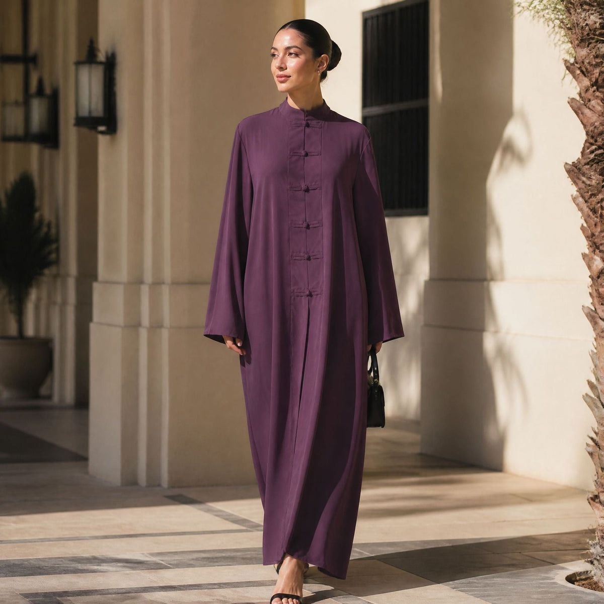 Chinese-Inspired Nida Modest Maxi Dress(MA469) - Mariam's Collection