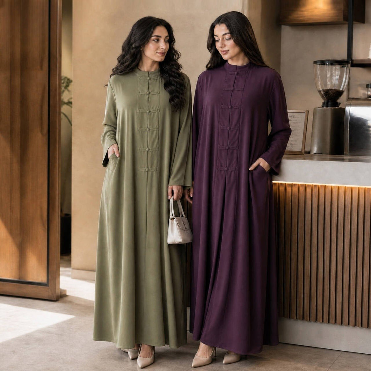 Chinese-Inspired Nida Modest Maxi Dress(MA469) - Mariam's Collection