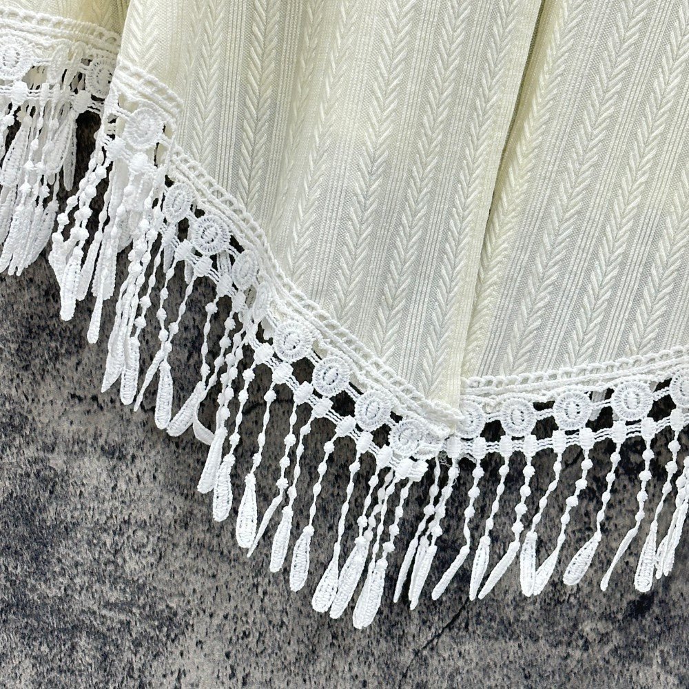 Chinese-Inspired Tassel Cape Jacket | Elegant Textured Poncho Outerwear(MAC501) - Mariam's Collection