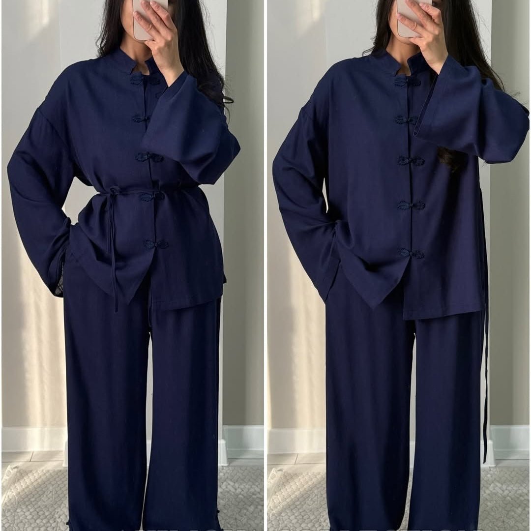 Chinese Mandarin Collar Butterfly Frog Button Top Set(MS488) - Mariam's Collection
