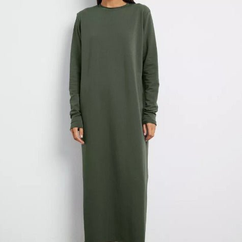 Classic Pullover Maxi Dress | Round Neck Long Sleeve Solid Color Dress(MA317) - Mariam's Collection