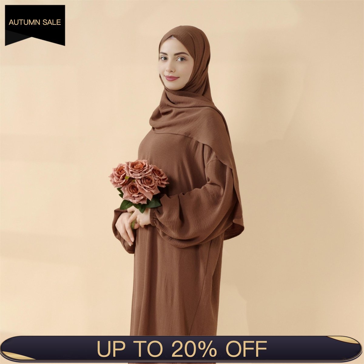 Cocoon - Cut Crepe Abaya Perfect For Umrah With One - Piece Hijab Attached (MA143) - Mariam's Collection