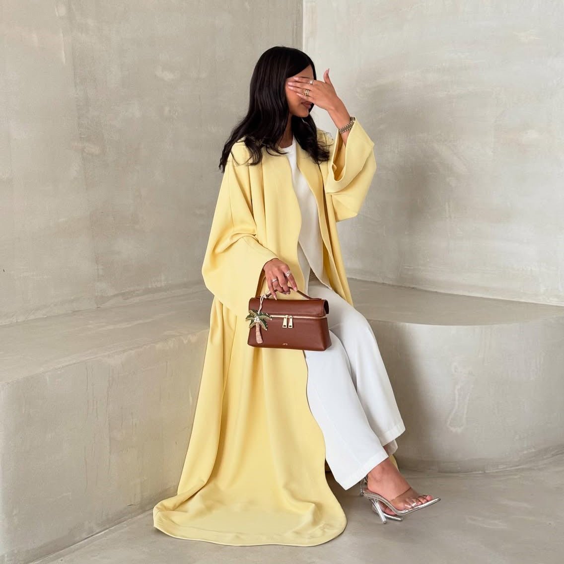 Collarless Open Front Abaya(MOA348) - Mariam's Collection