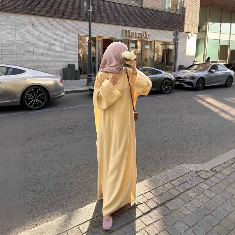 Comfortable Solid Color Abaya & Loose Pants Set | Two - Piece Casual Modest Outfit(MS136) - Mariam's Collection