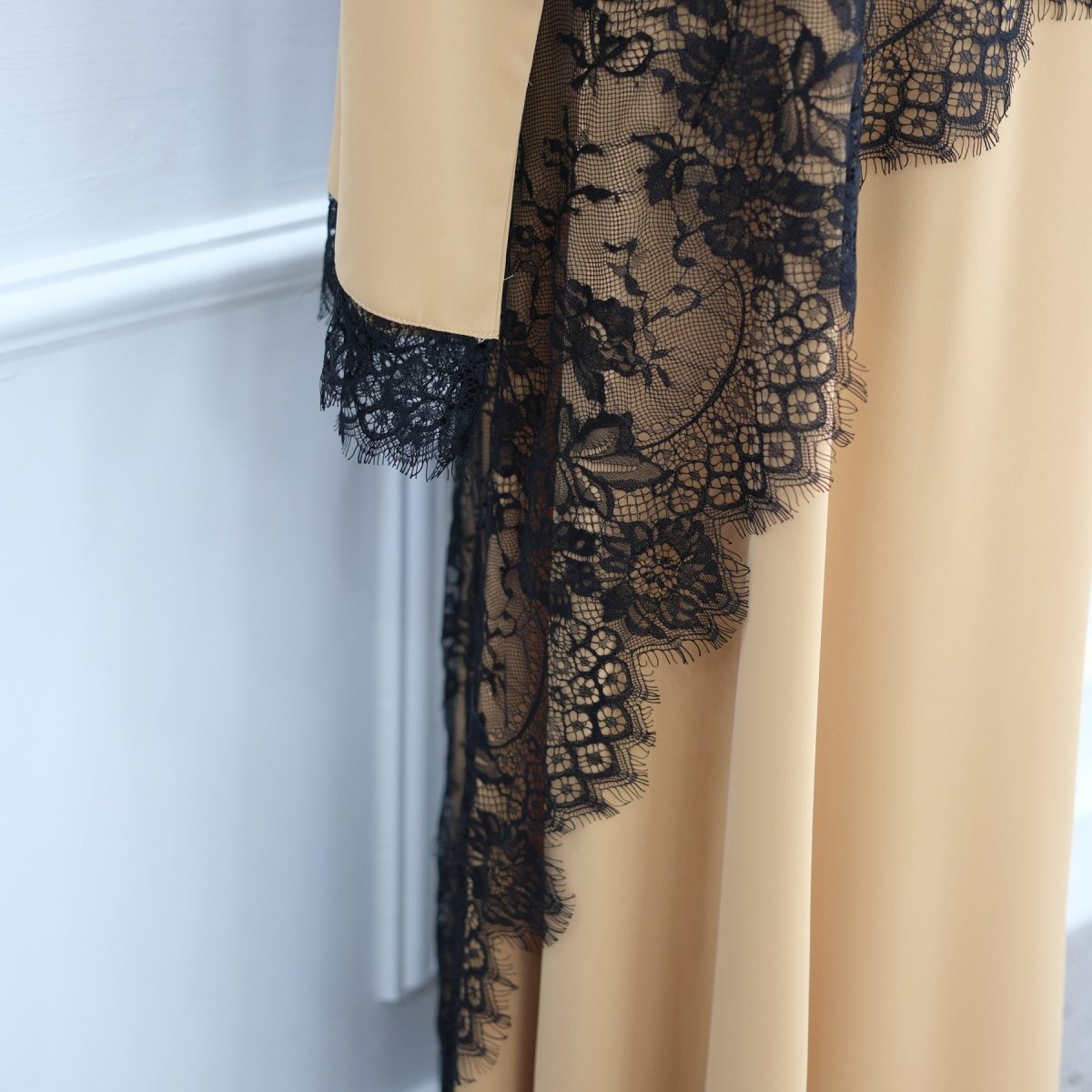 Contrast Lace Waist Panel Maxi Dress(MS409) - Mariam's Collection