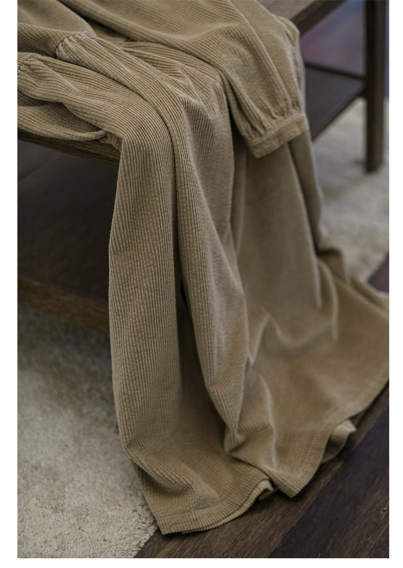 Corduroy Bubble Sleeve Maxi Dress with Pockets(MS205) - Mariam's Collection