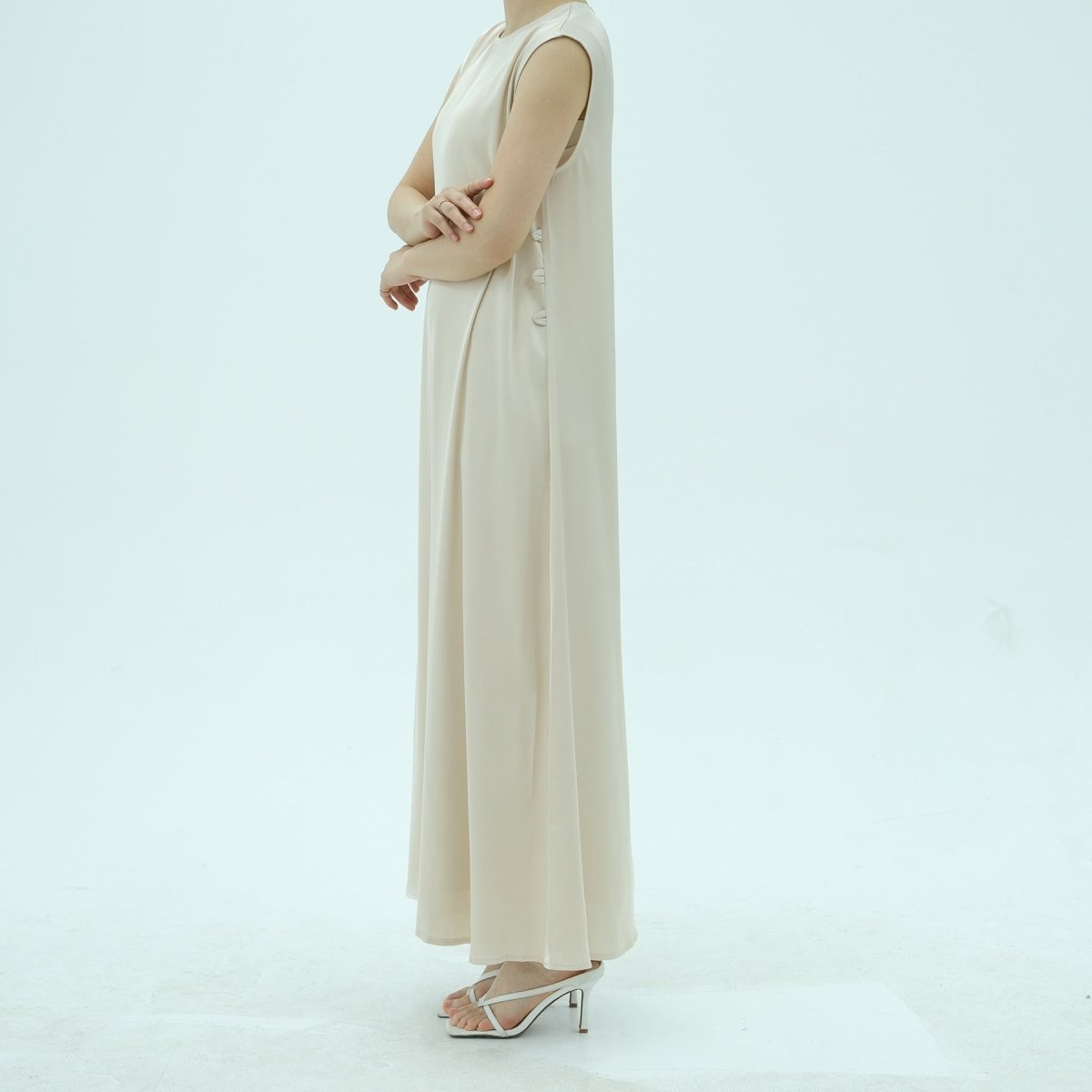 Corset-Back Lace-Up Sleeveless Maxi Dress(MS472) - Mariam's Collection