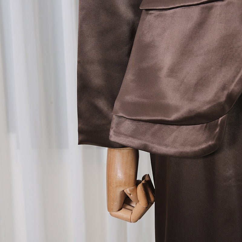 Structured modest outfit with corset-inspired bodice and flowing skirt
