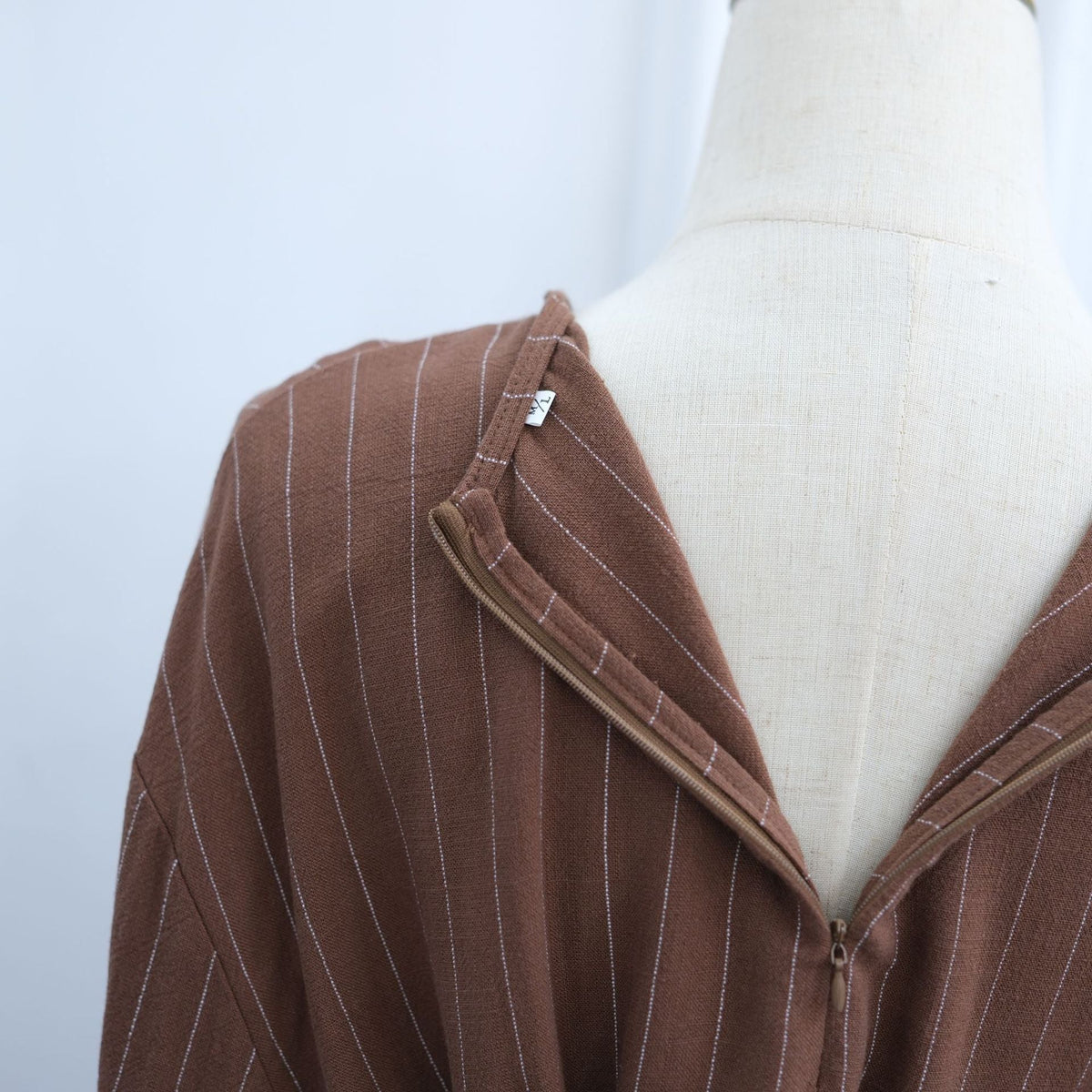 Cotton-Linen-Effect Pinstripe Tunic & Wide-Leg Pants Set(MS594) - Mariam's Collection