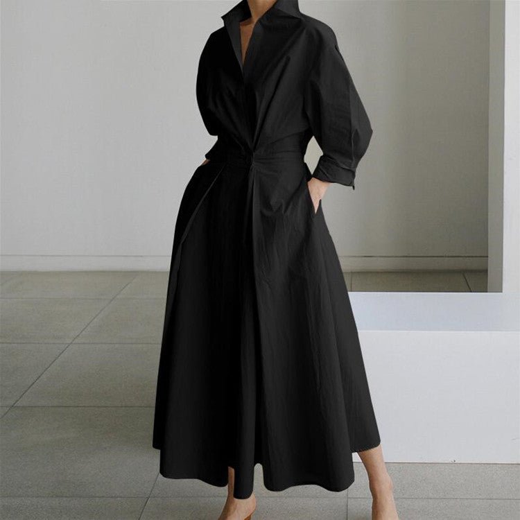Women's Long Linen Dress Shirt Black / 3XL Women's Long Linen Dress Shirt Black / 3XL