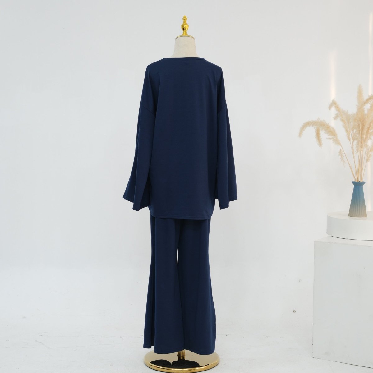 Cotton Two - Piece Set | Belted Tunic Top & Pants(MS279) - Mariam's Collection