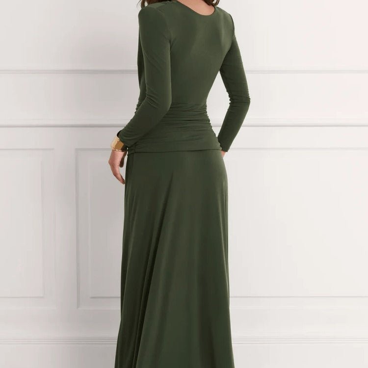 Cowl Neck Ruched Maxi Dress(MS353) - Mariam's Collection