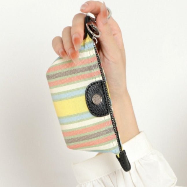 Cream Style Striped Mini Coin Purse & Keychain Pouch（MAC436） - Mariam's Collection