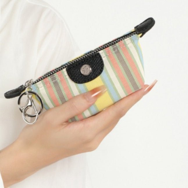 Cream Style Striped Mini Coin Purse & Keychain Pouch（MAC436） - Mariam's Collection