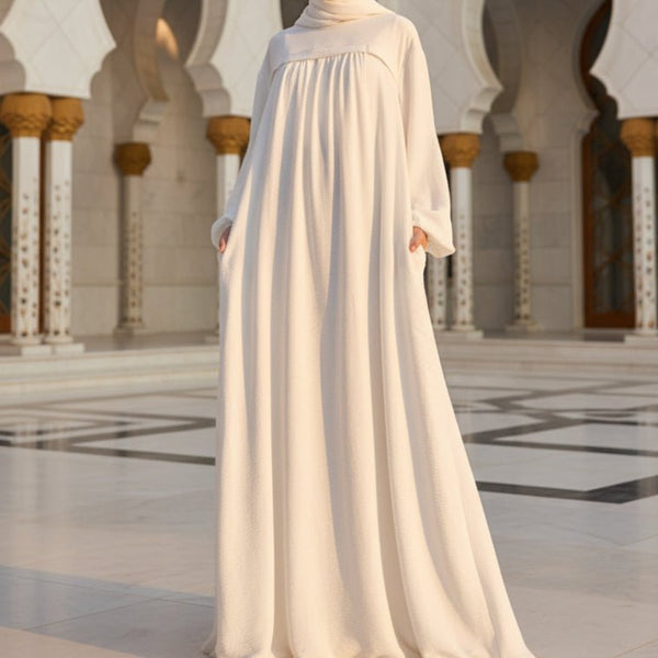 Crepe Abaya with Pockets for Umrah — Hands-Free Modest Travel Abaya