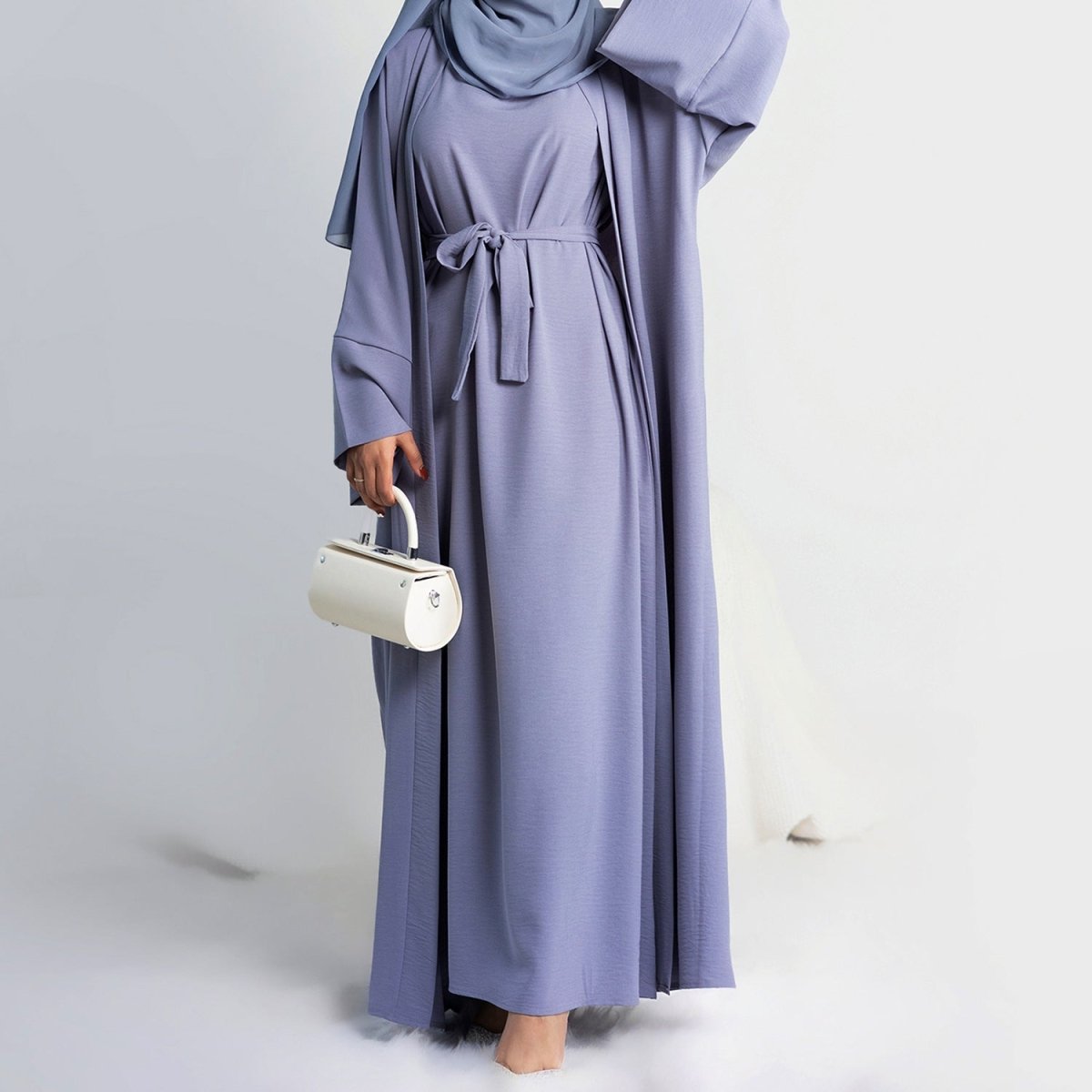 Crepe Pocket Open Abaya 3 - Piece Set (MA002) - Mariam's Collection