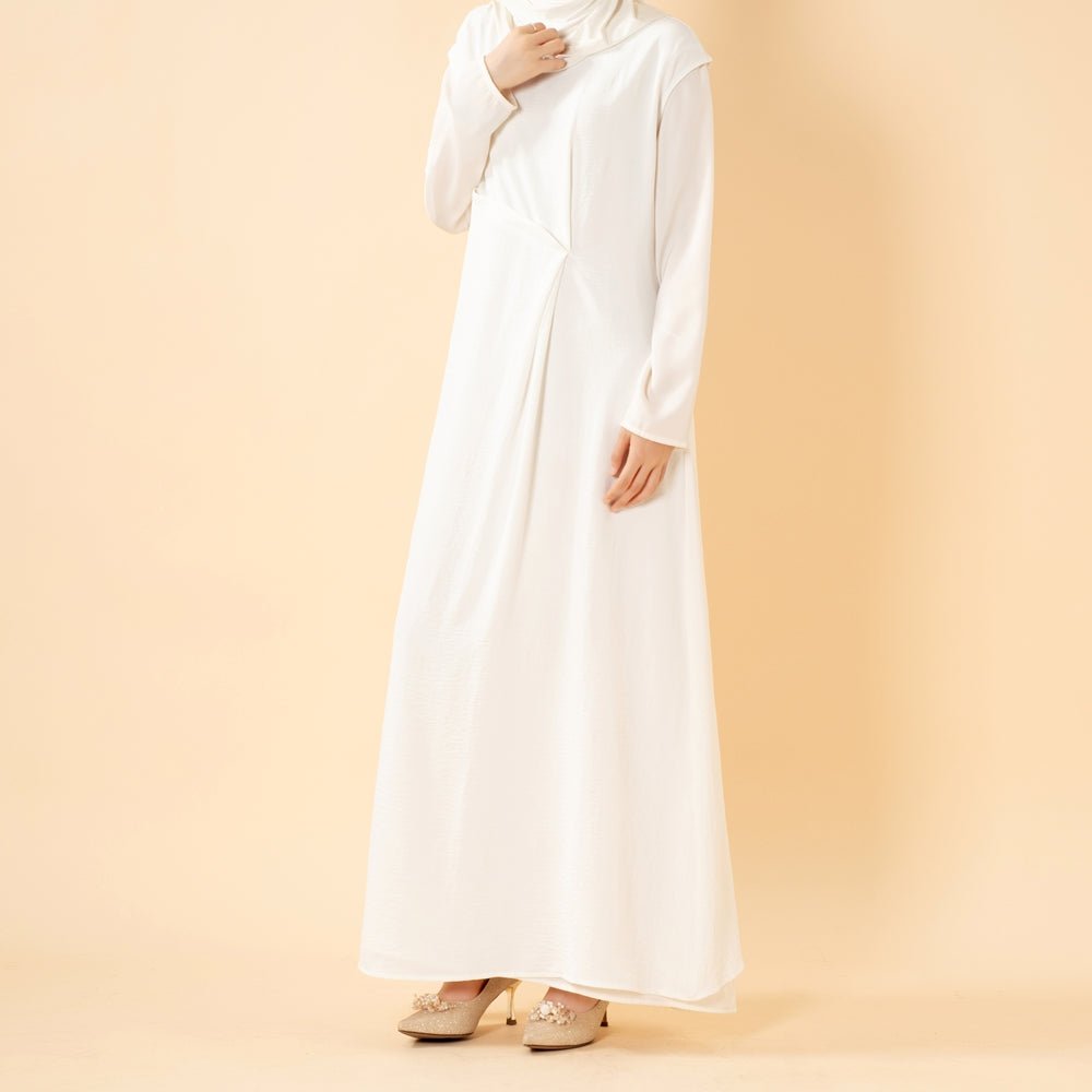 Crepe Sleeveless Maxi Dress with Waist Pleat & Back Zip(MS436) - Mariam's Collection