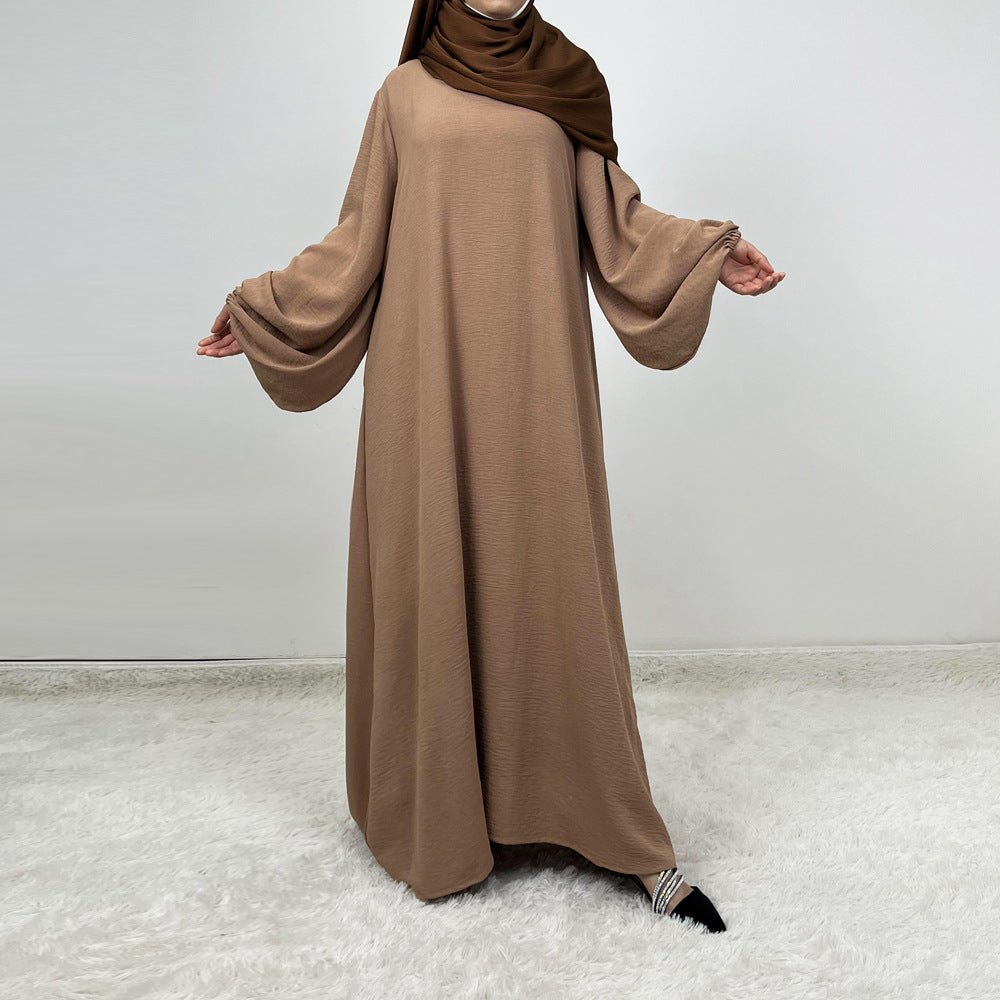 Crepe Solid Color Lantern Sleeve Abaya (MA124) - Mariam's Collection