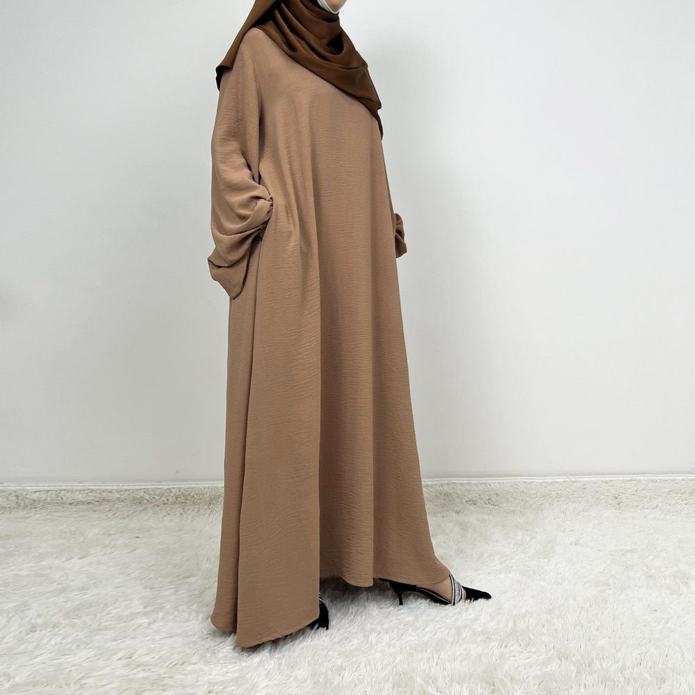 Crepe Solid Color Lantern Sleeve Abaya (MA124) - Mariam's Collection