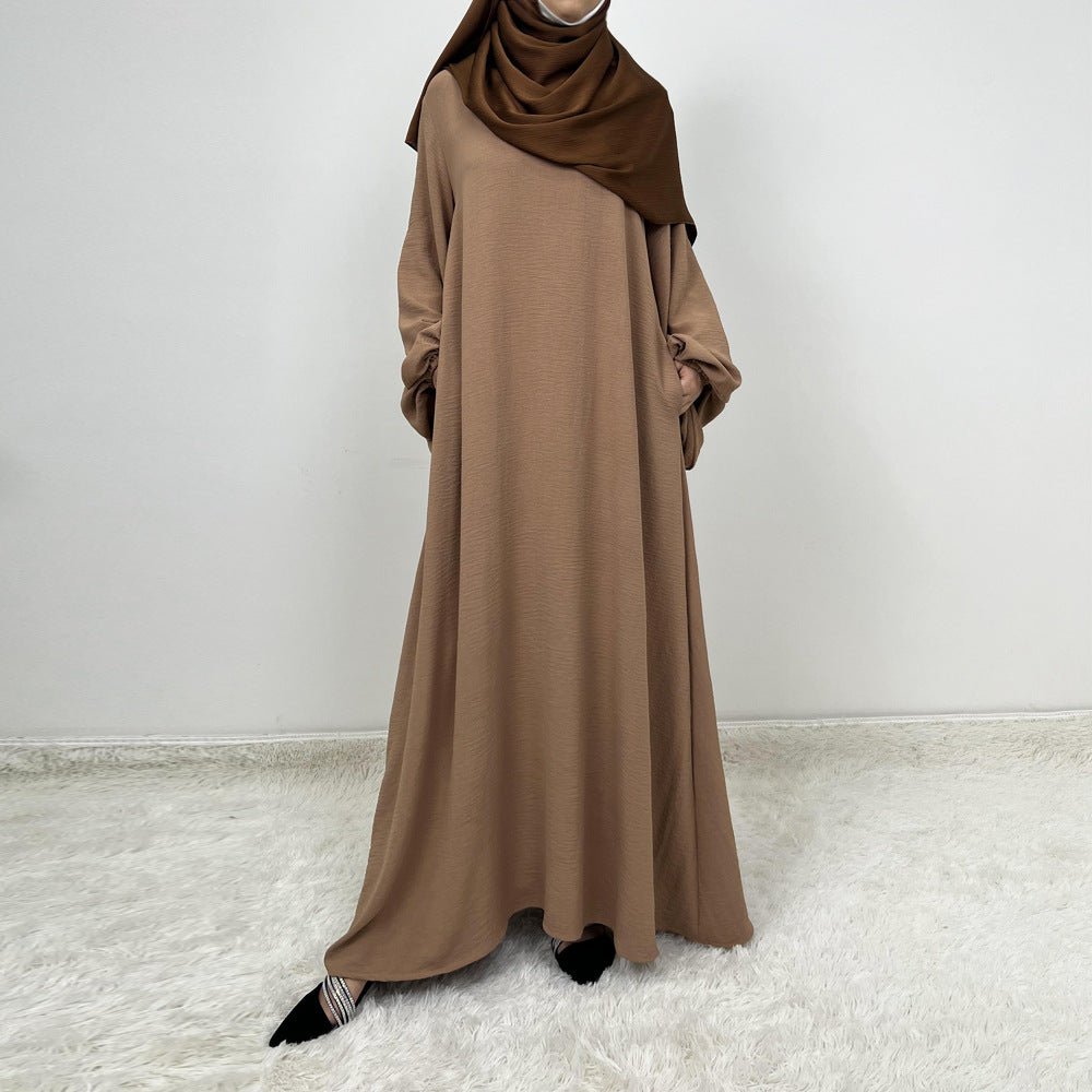 Crepe Solid Color Lantern Sleeve Abaya (MA124) - Mariam's Collection